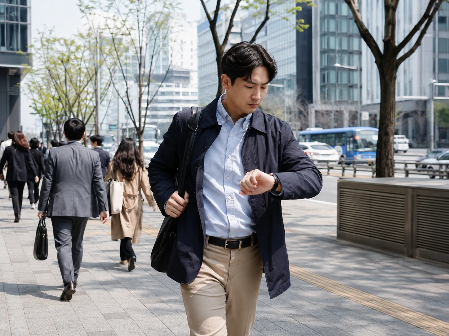 선릉역 업무지구에서 이동하는 직장인